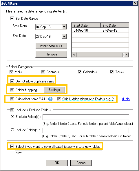 More filtering options