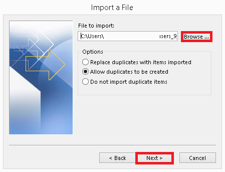 Select the exported CSV files