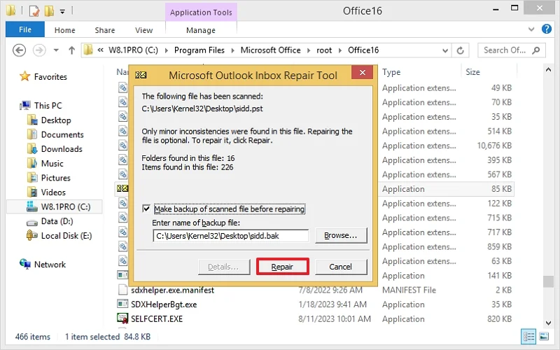 Tap on the Repair button