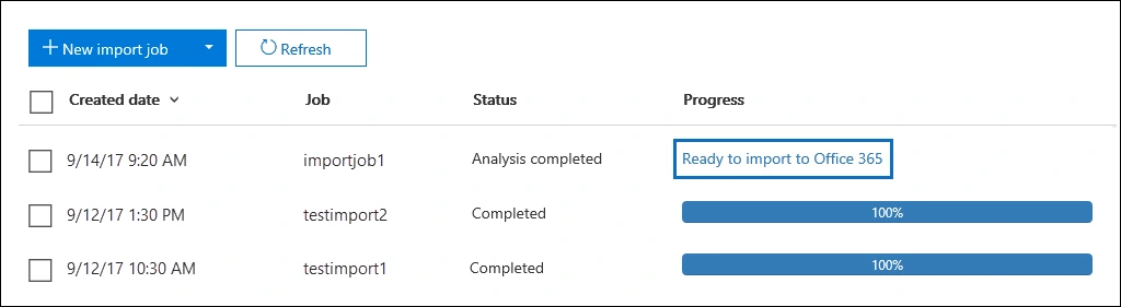 ready to import to office 365