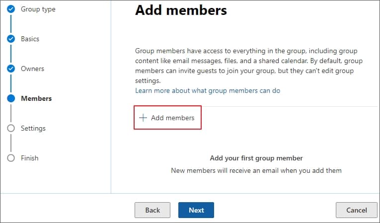 click on Add members and then use the search box to add members