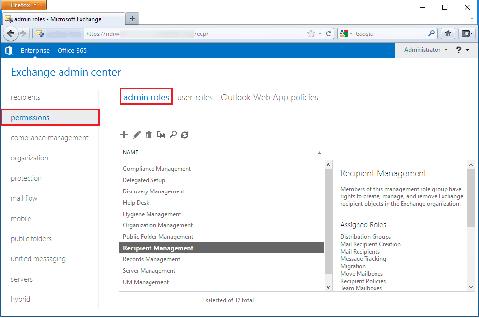 Exchange Admin Center