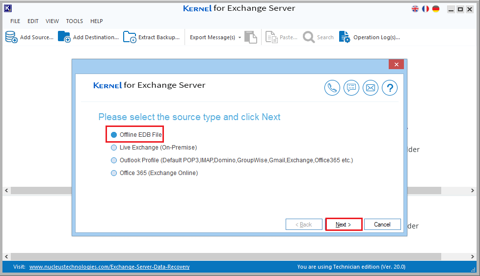 Offline EDB database file