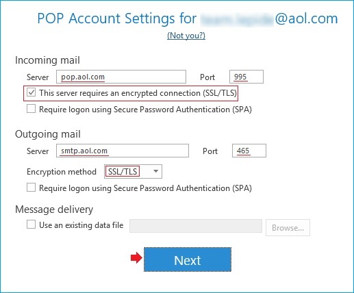 how to change default outlook email account to aol