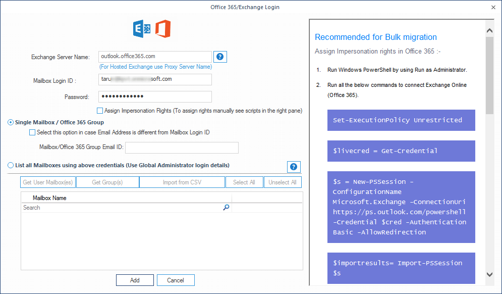 Input the Office 365 credentials