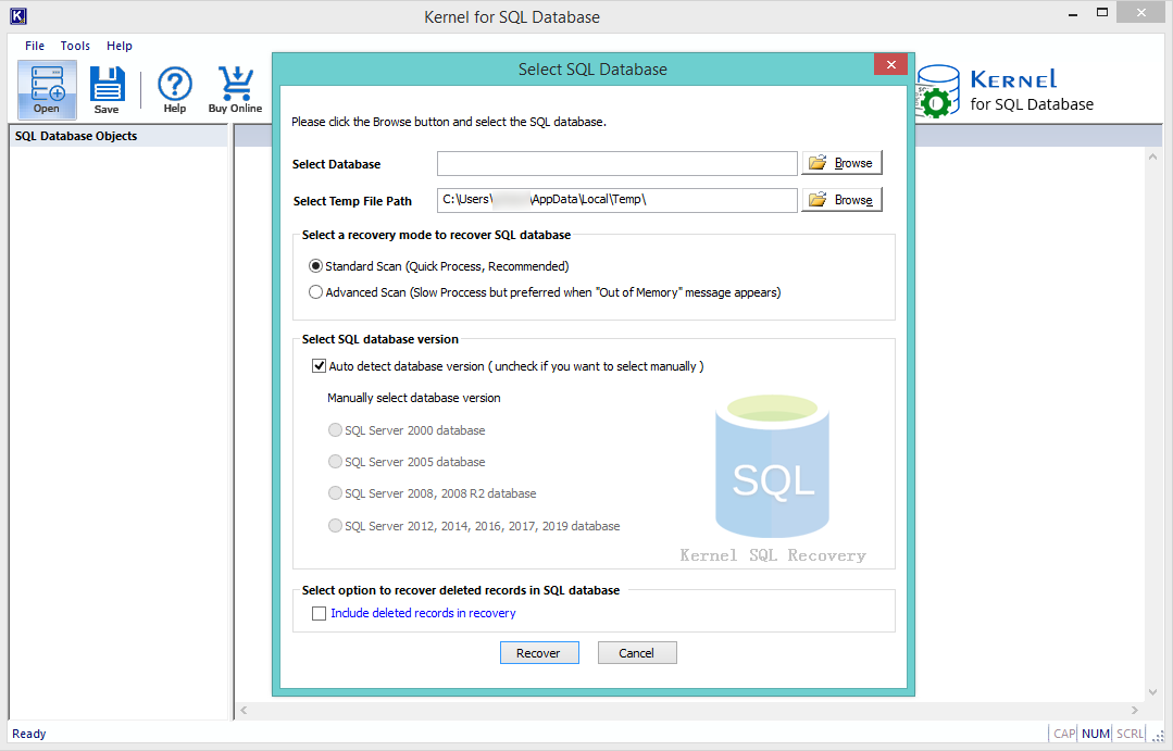 select SQL database file