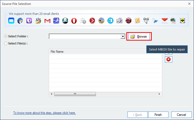 Select folder or file