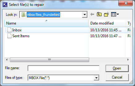 Select MBOX folder
