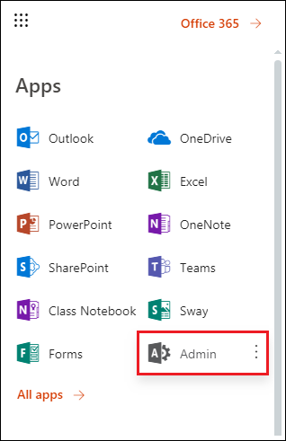 Admin button in the menu