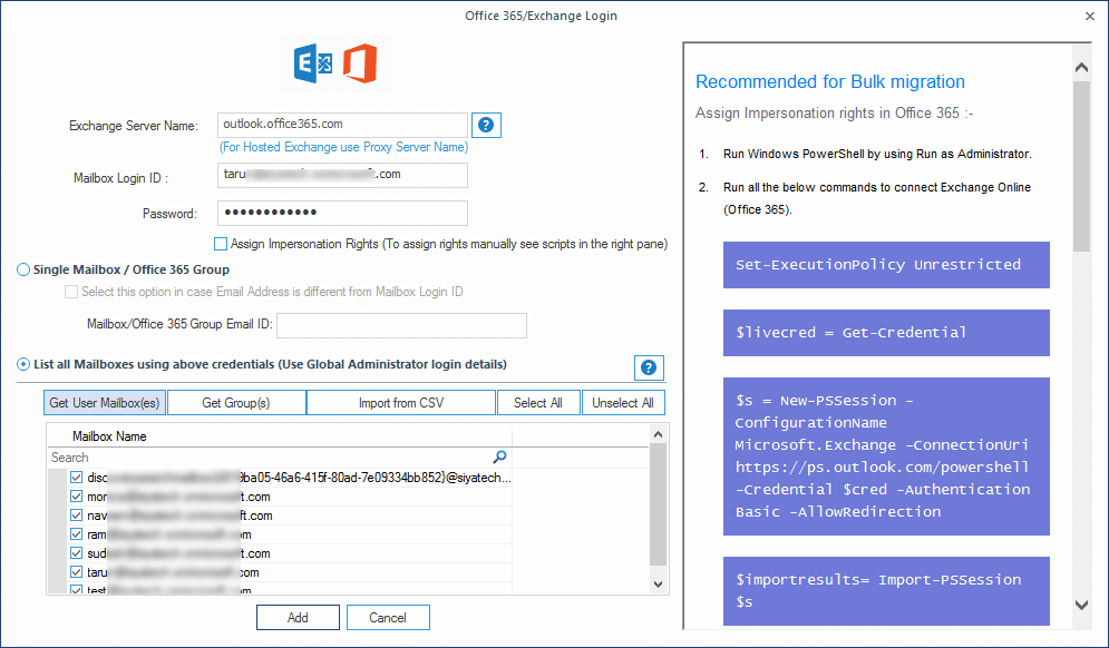 Input the Office 365 credentials