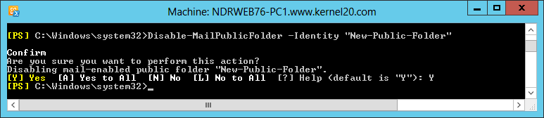 To disable the emails in public folders run this cmdlet