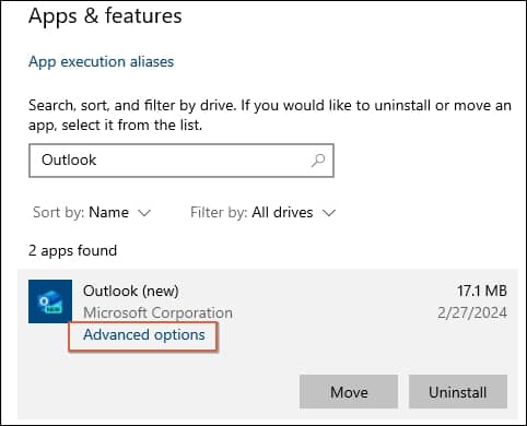 Click on Advanced options