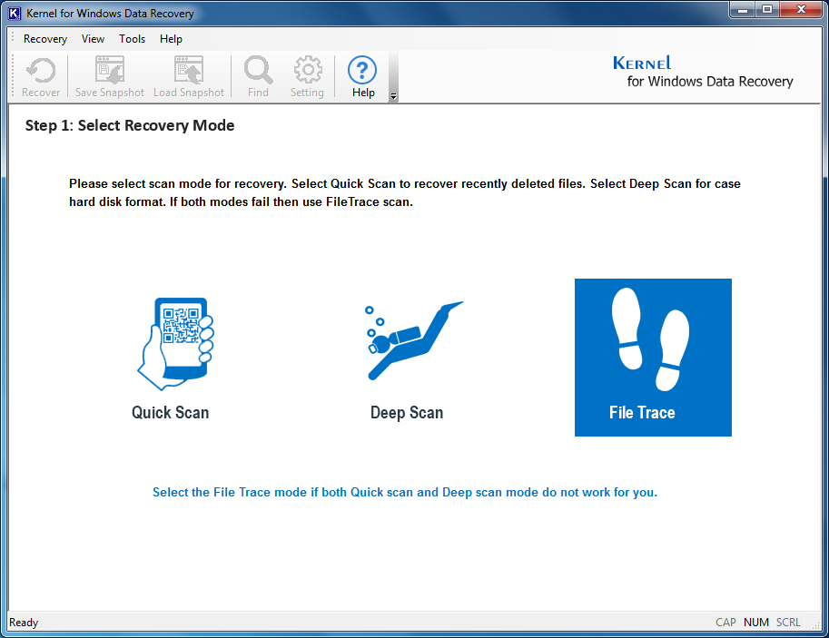 Run the software and in the recovery mode