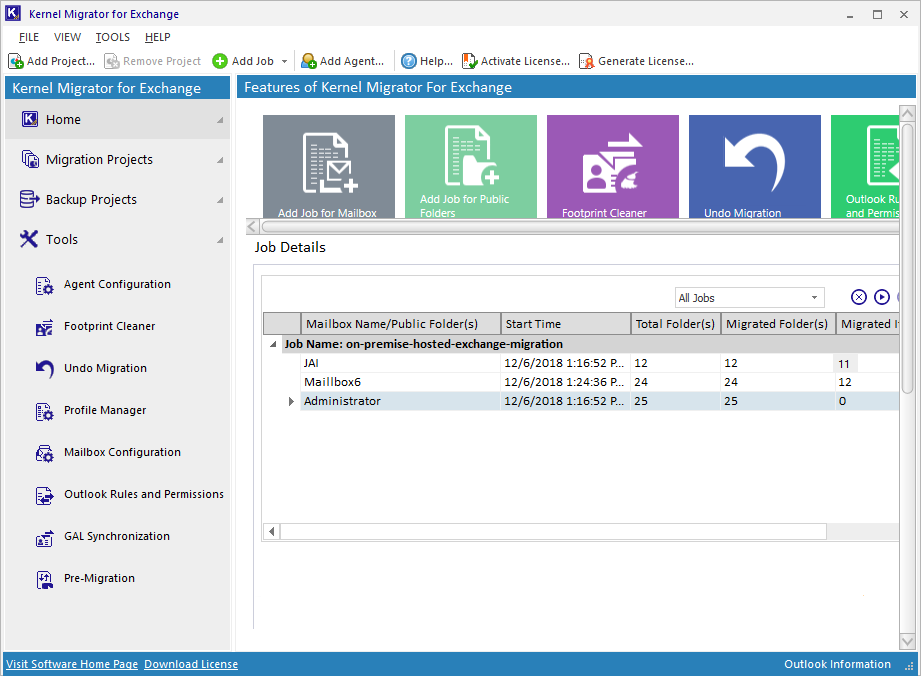 display migration summary