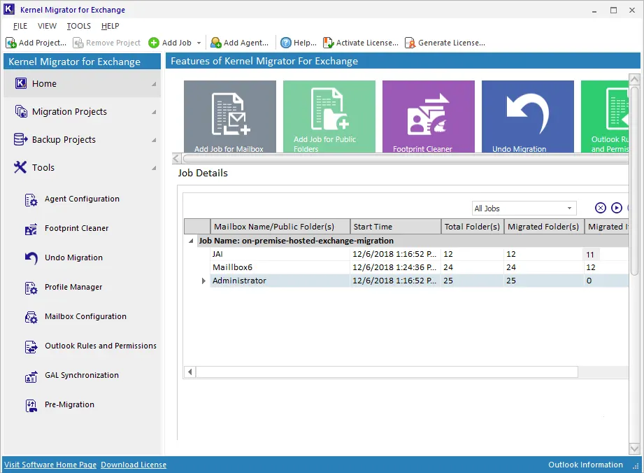 display migration summary