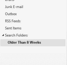 new folder created to find old emails in outlook