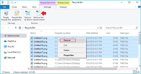 select and restore file(s) or folder(s)