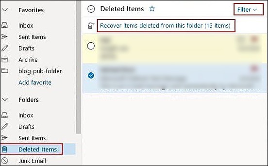 Choose them and click on Recover items deleted from this folder