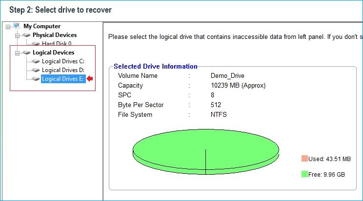 Select the drive