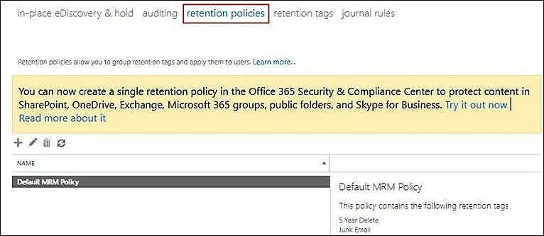 You can edit an existing retention policy by clicking the pencil button