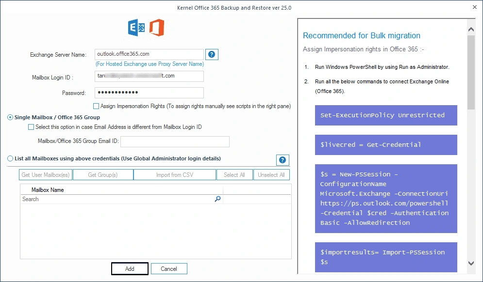 Choose List all the mailboxes to display