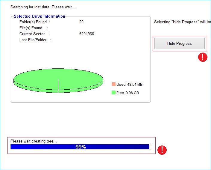 click the Hide Progress 