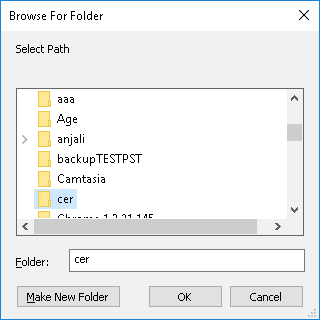 Select location where want to save