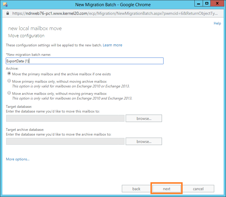 Enter New migration batch name