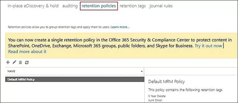 edit existing retention policy