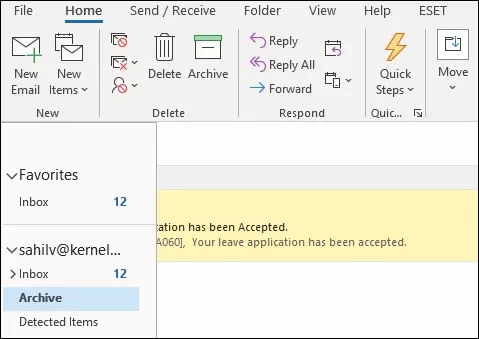 click on the archive folder to view all archived emails