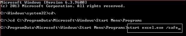 open Excel in safe mode