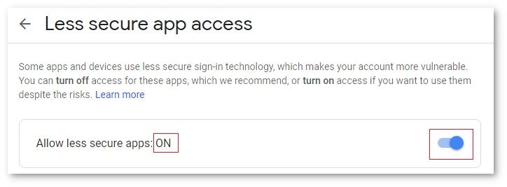 Allow less secure apps