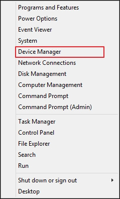 Right click on the Window icon from the taskbar and choose the Device Manager option