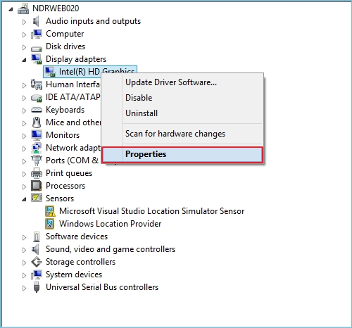 open driver properties