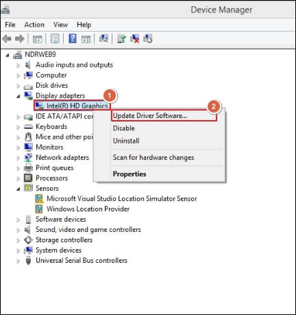 select Update Driver Software option