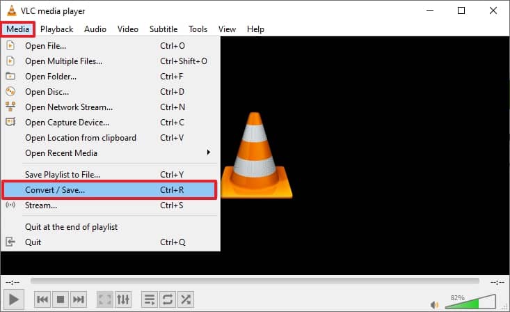 Click on Media and select Convert/Save
