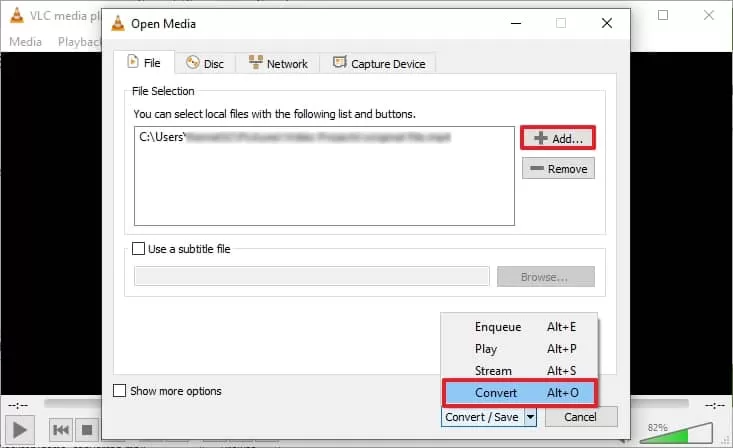 Click the Add button and select the corrupt .wmv video file
