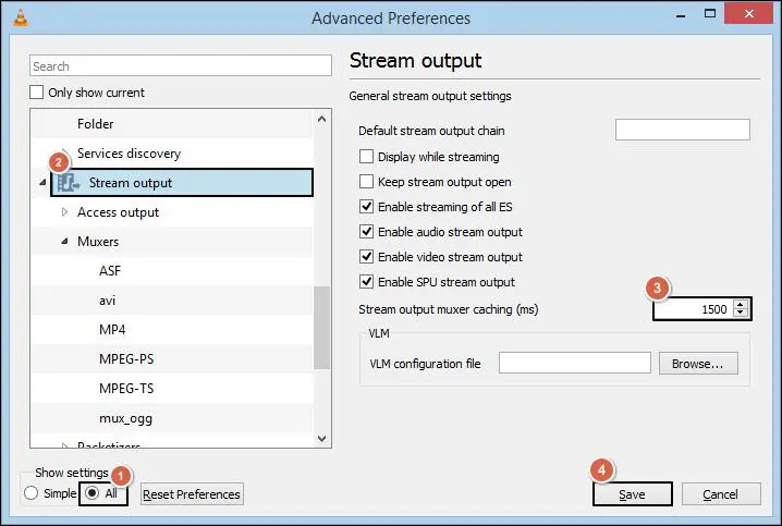adjust stream output settings