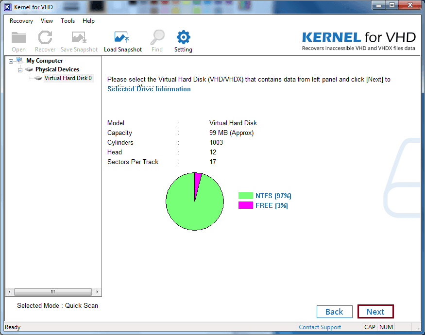 selected disk, click on Next