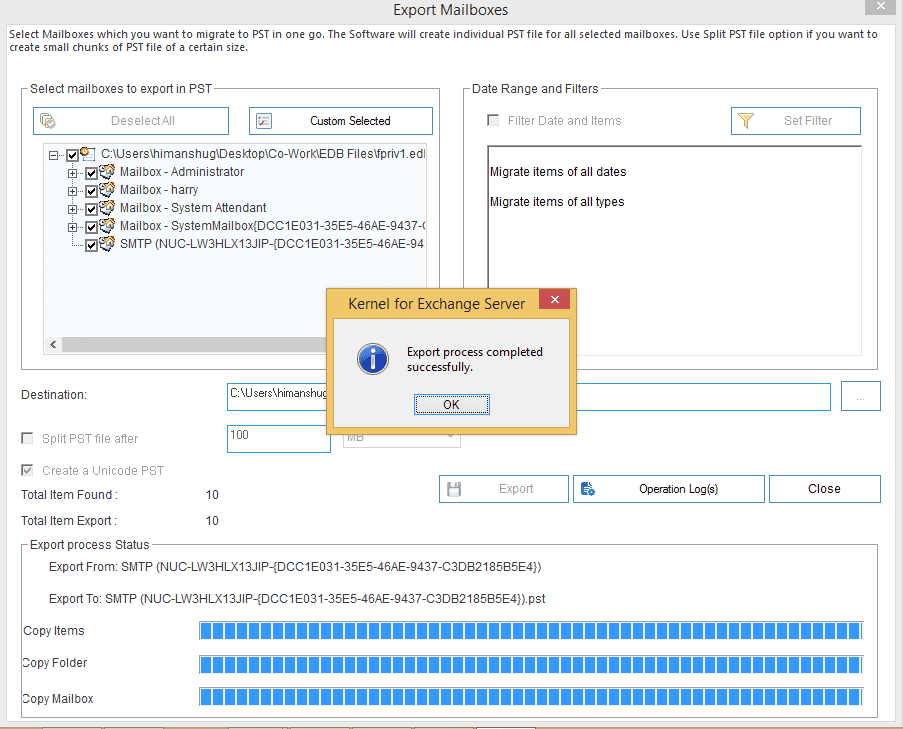 Click OK to complete the process