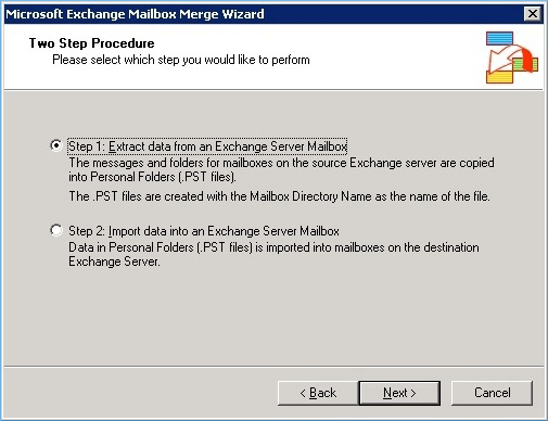 choose the first option Extract data from an Exchange Server Mailbox