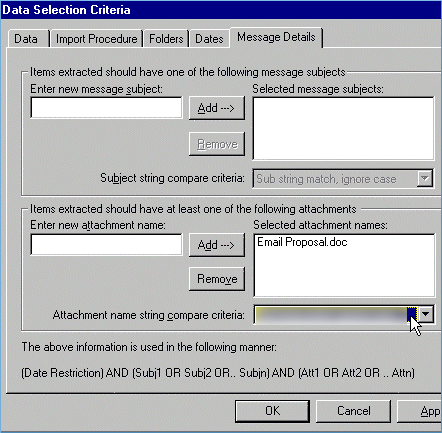 The Data Selection Criteria page offers useful filters for the whole data