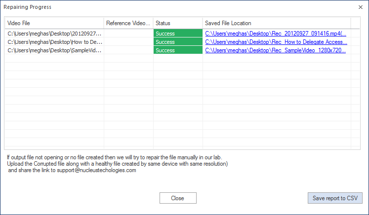 File saved successfully