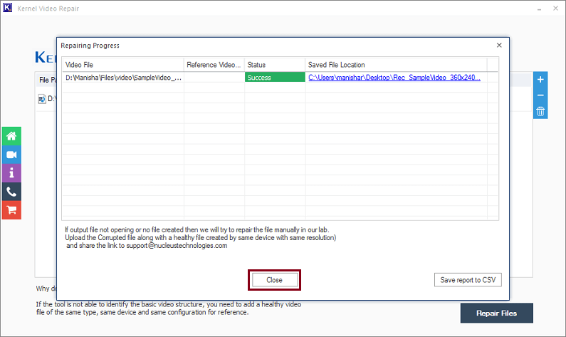 Get the CSV report