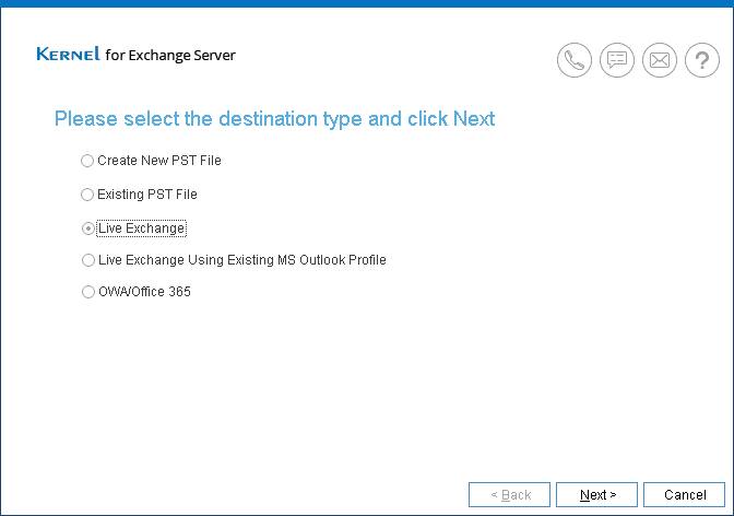 Select Destination- Live Exchange