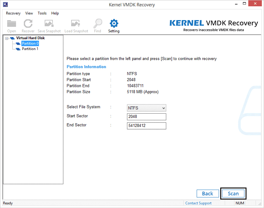 Select partition from the left panel