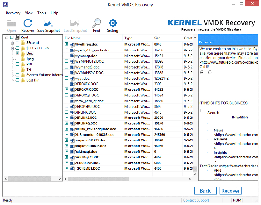 selected file system will be displayed on the screen