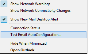 Select the Test E mail AutoConfiguration