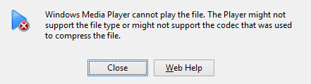 Cannot play the video file error