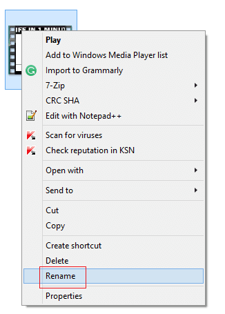 Rename the video file